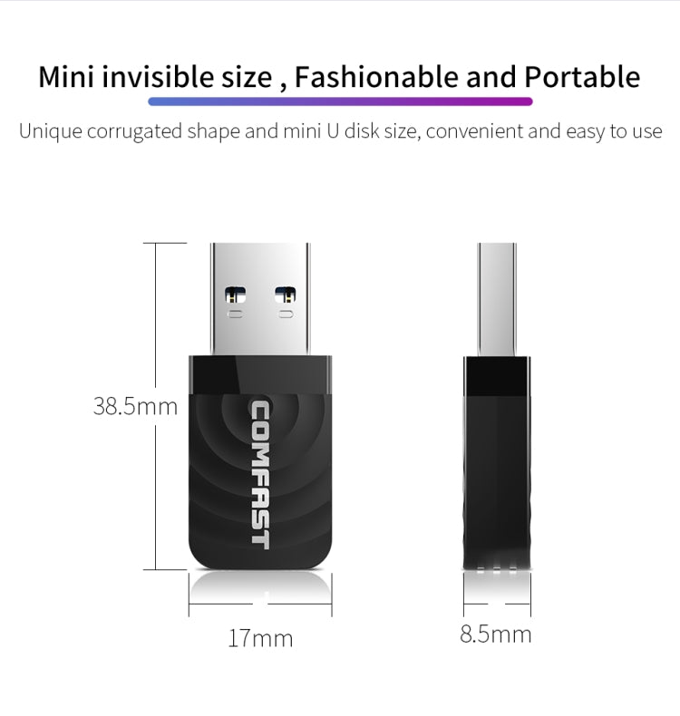 COMFAST CF-812AC USB WiFi Adapter-1300 Mbps USB di Rete Wireless wiFi, CF-812AC COMFAST CF-812AC USB WiFi Adapter-1300 Mbps USB di Rete Wireless wiFi, CF-812AC